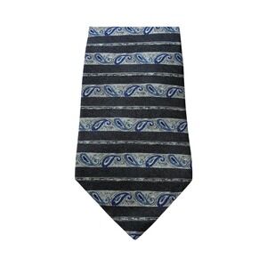 Zylos‎ George Machado Necktie Mens Striped Paisley Blue Gray Business Career 57"